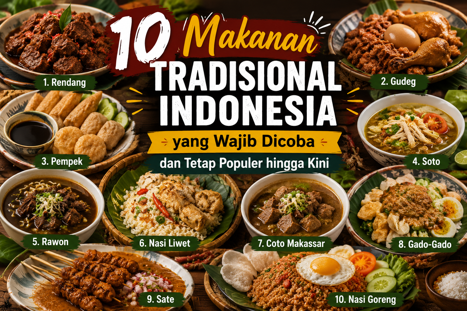 10 Makanan Tradisional Indonesia yang Wajib Dicoba dan Tetap Populer hingga Kini