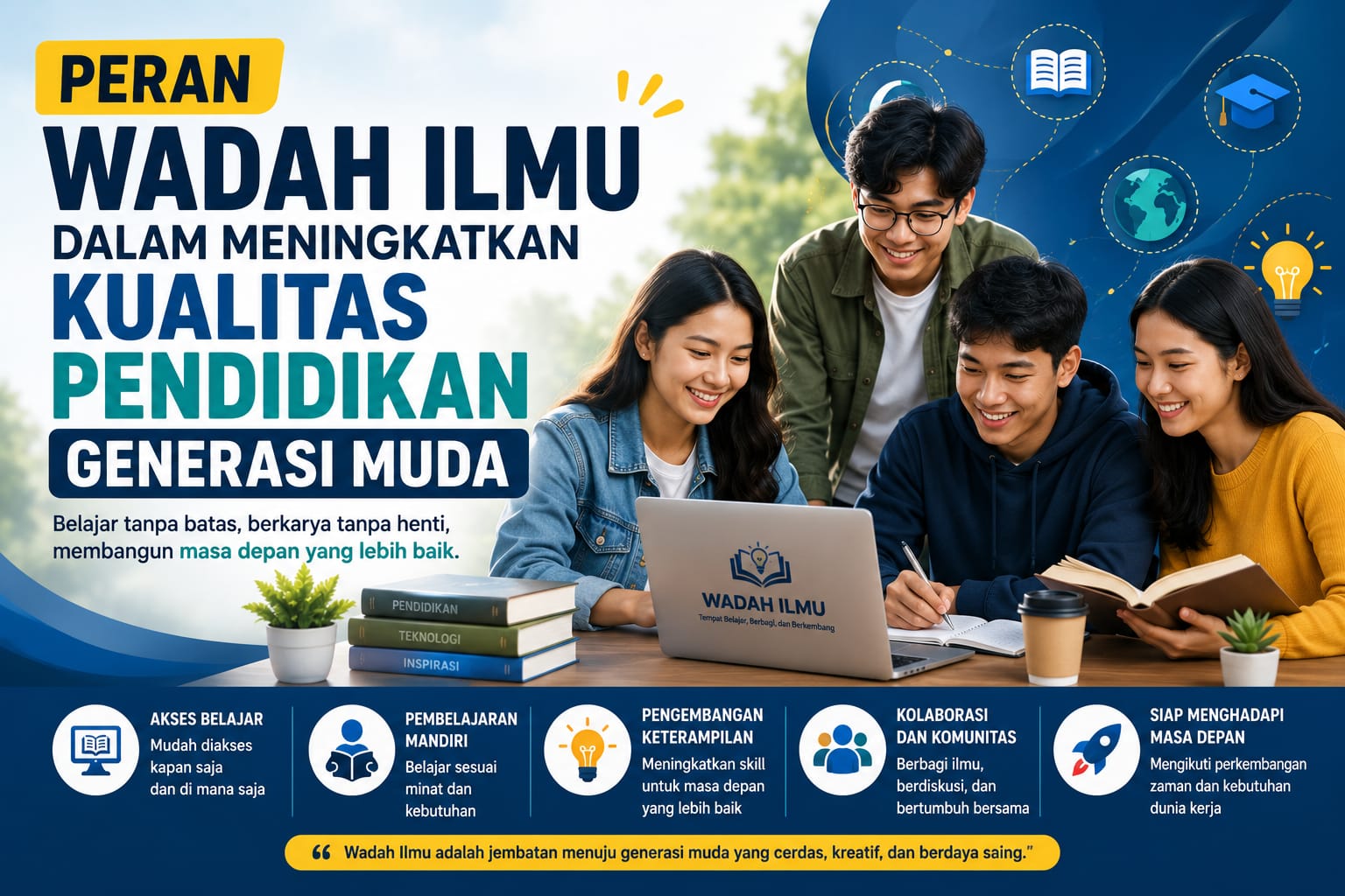 Wadah Ilmu berperan penting dalam meningkatkan kualitas pendidikan generasi muda melalui akses belajar yang fleksibel, modern, dan berbasis teknologi.