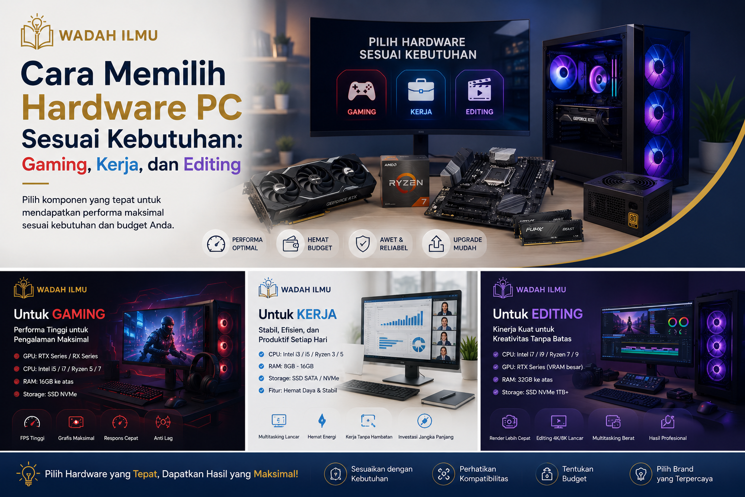Cara Memilih Hardware PC Sesuai Kebutuhan: Gaming, Kerja, dan Editing